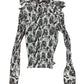 Y2k Blanc Nature See Through Long Sleeve Top Roses Gray Black - XL