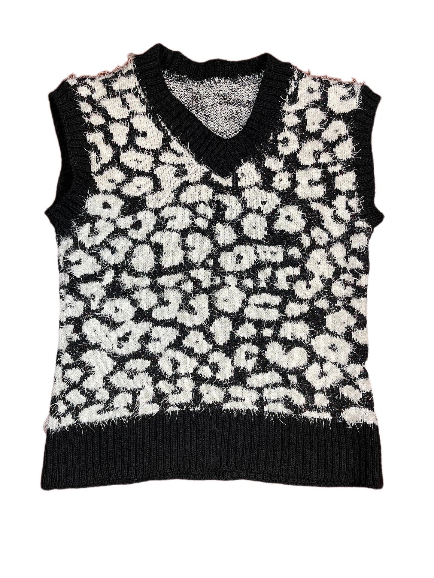 Vintage Sleeveless Sweatshirt Black White - L