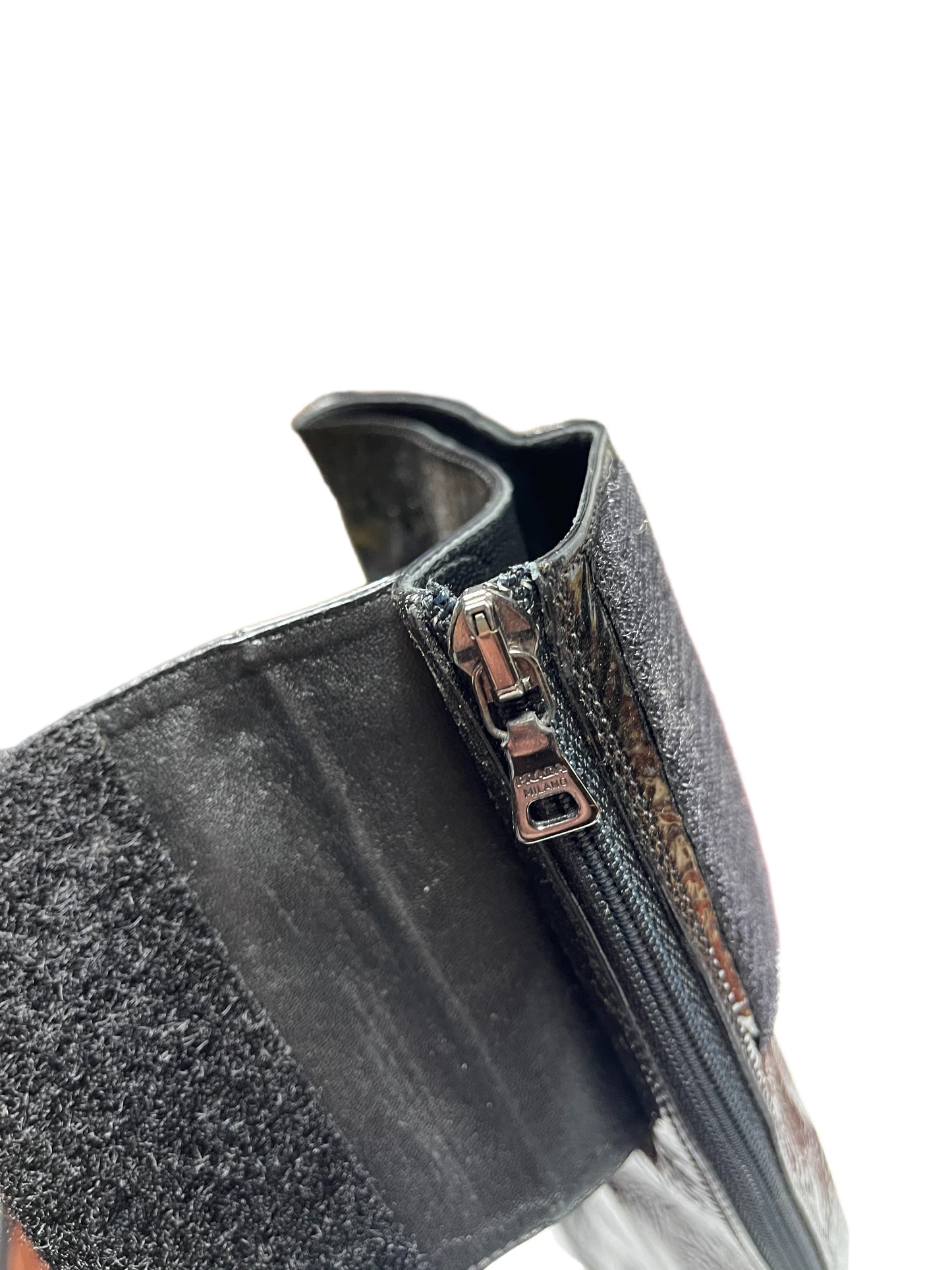 Y2k Prada Sport Knee High Patent Leather Black Boots - 39