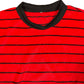 Vintage 1980s Velur Sweatshirt Red Black - XL