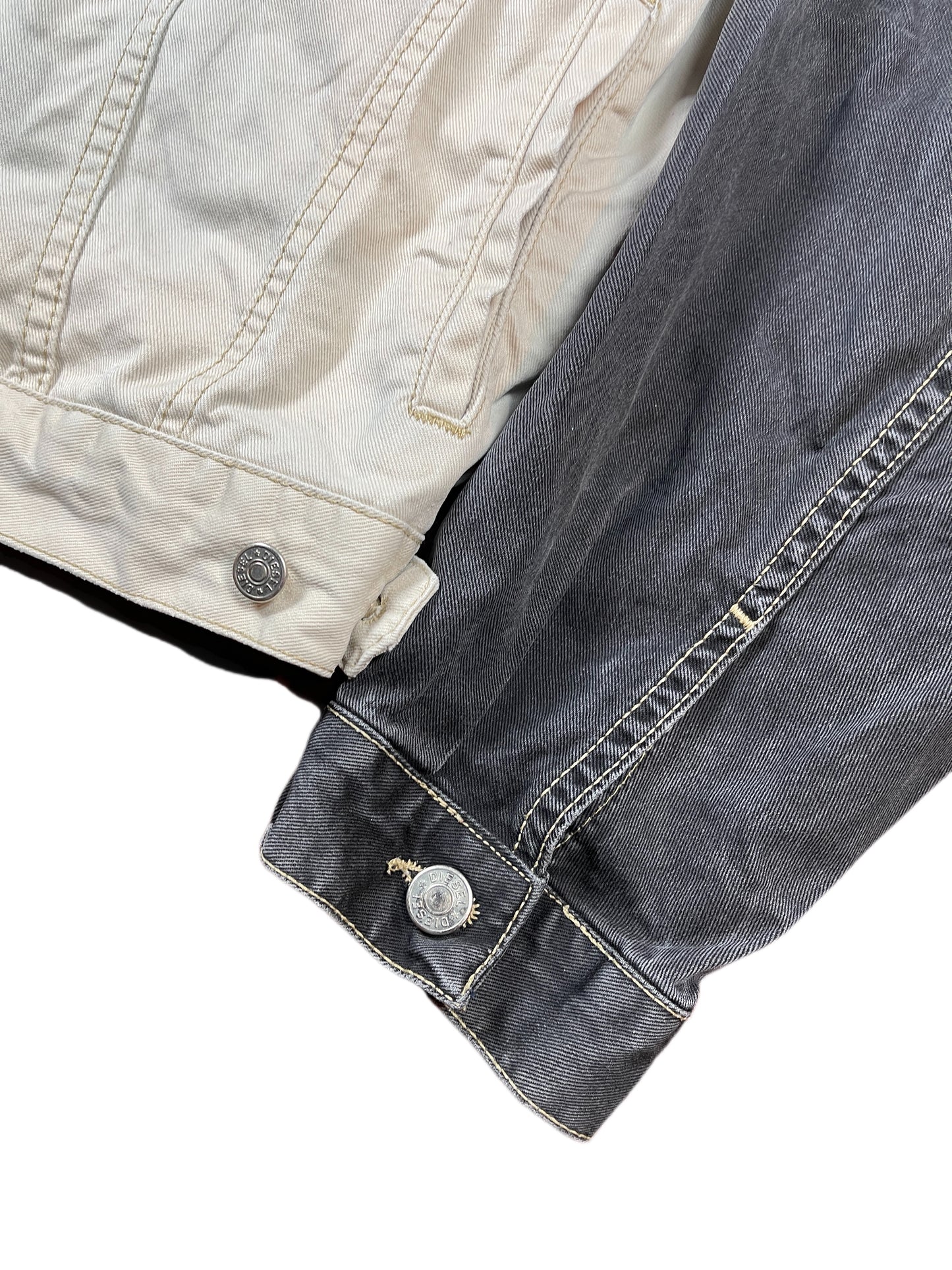 Vintage Diesel 90s Denim Jacket Gray Cream M