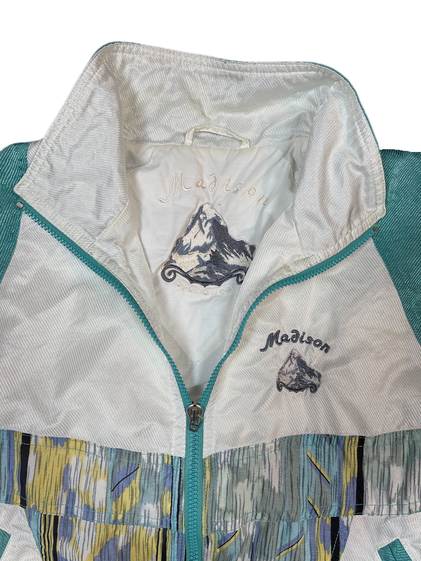Vintage Madison Sport Vest White Turquoise - M