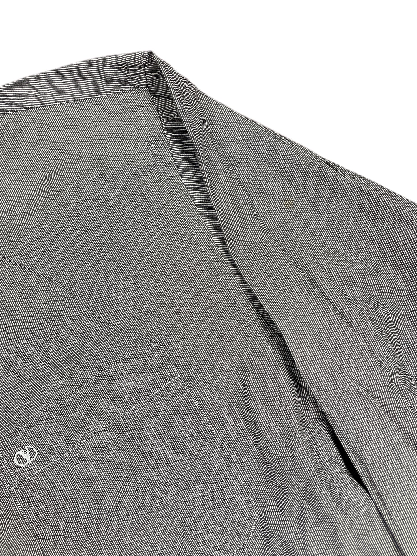 Vintage Valentino Uomo Long Sleeve Shirt Striped Gray - XL