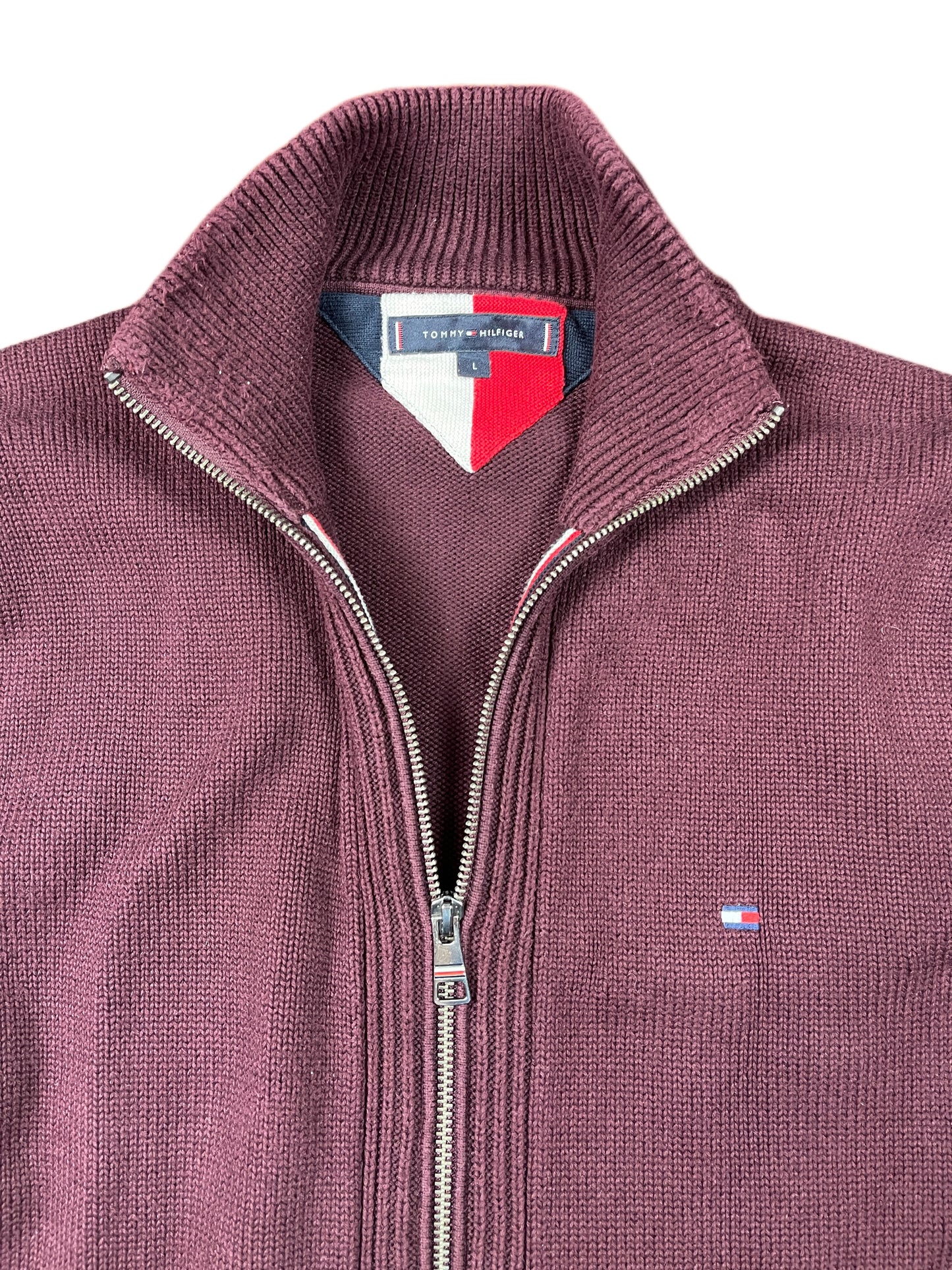 Tommy Hilfiger Knit Zipper Sweatshirt Bordeaux - L