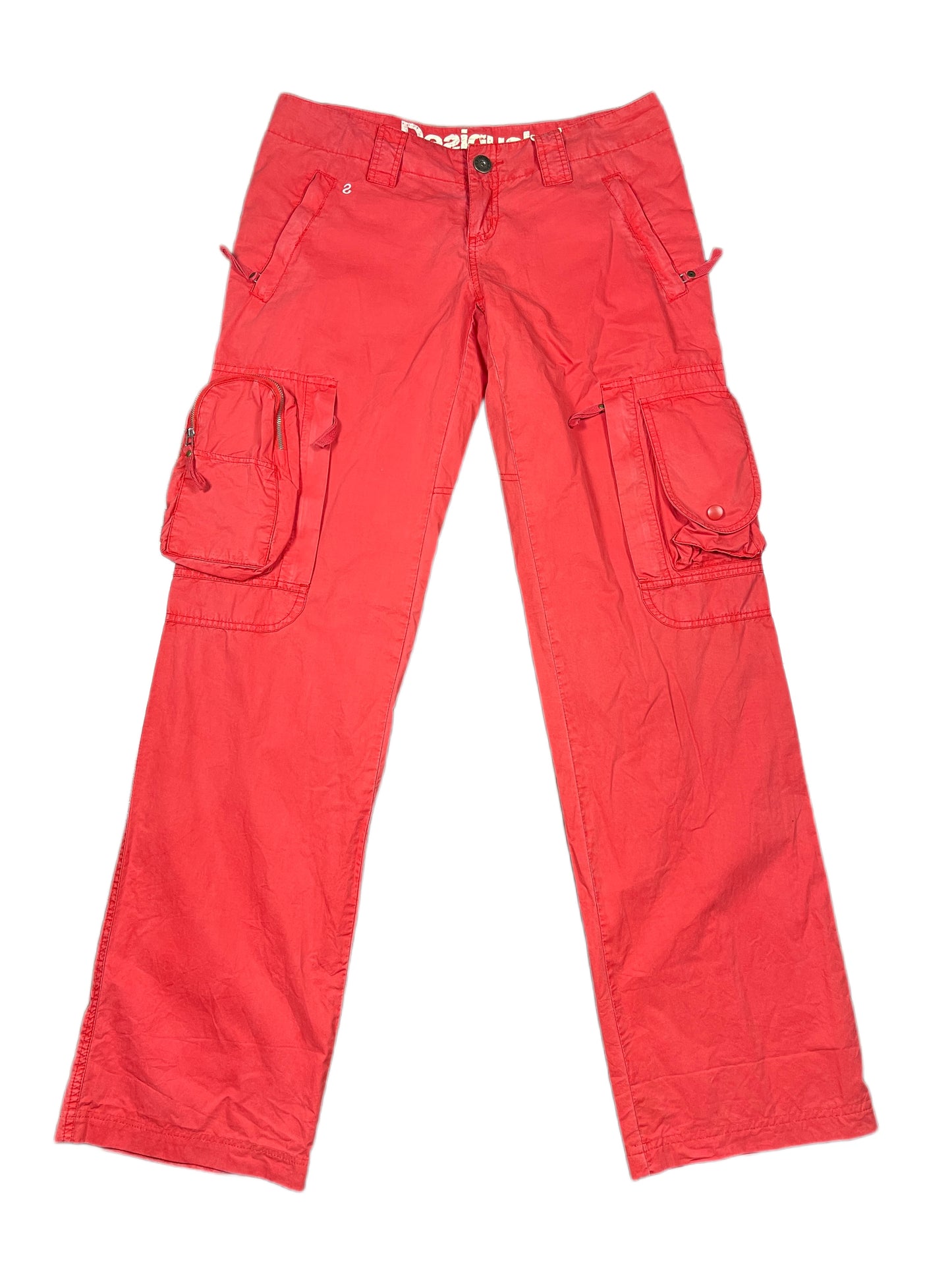 Y2k Desigual Low Waist Cargo Pants Red - M