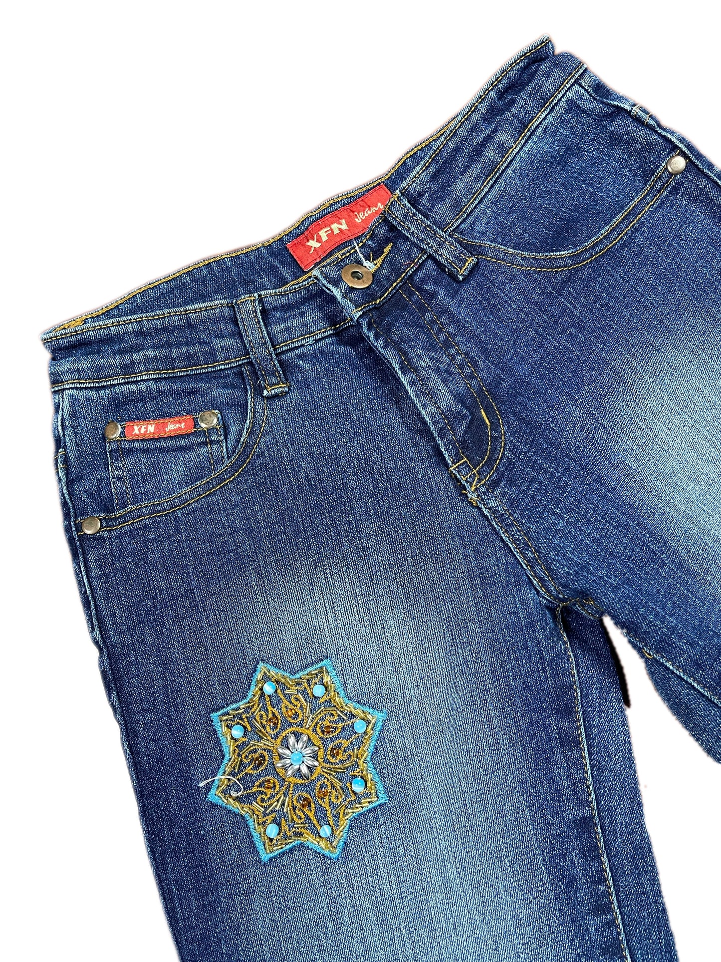 Y2k XFN Flared Denim Pants Blue - S