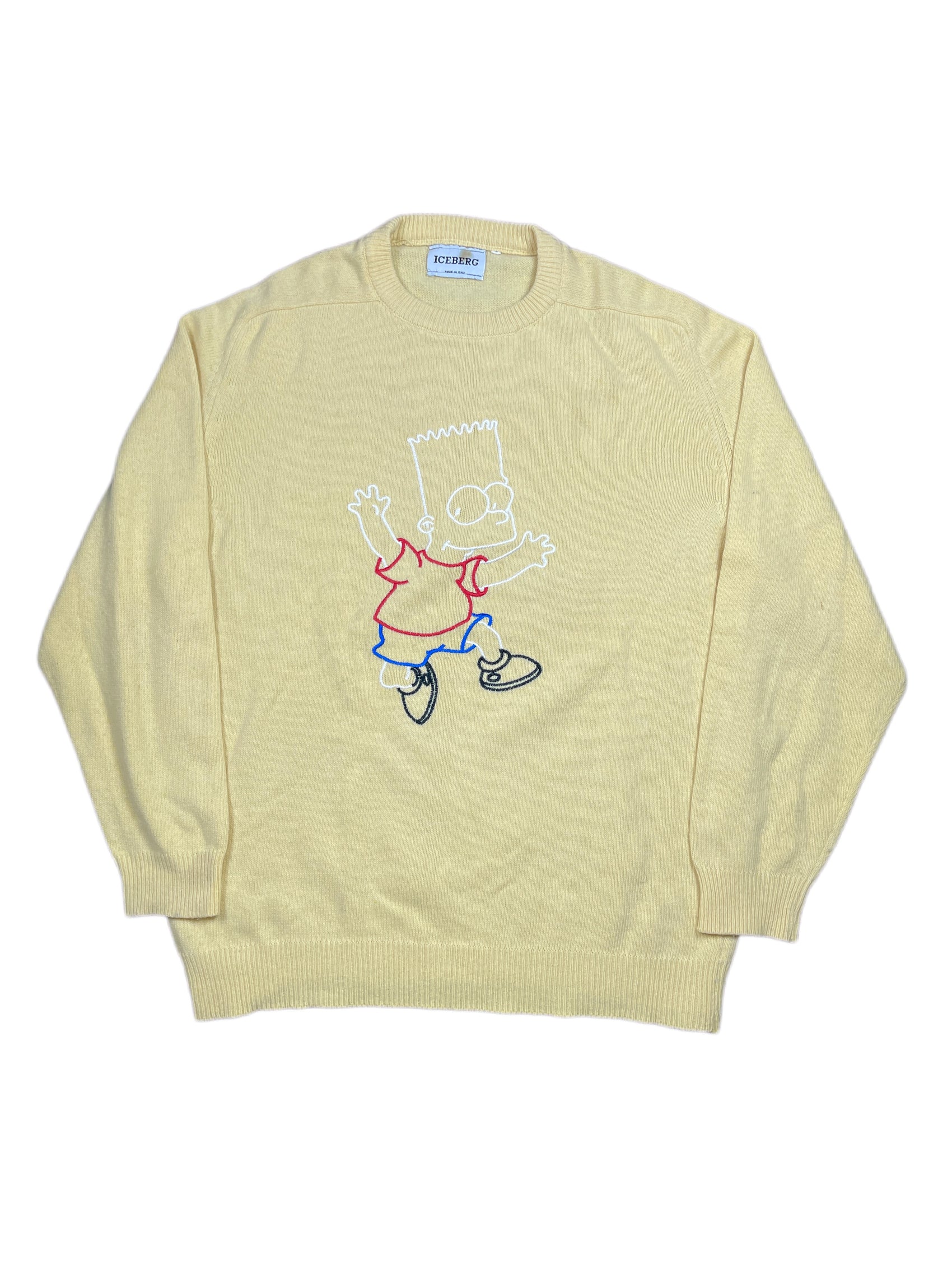 Vintage Iceberg Simpsons Knitted Sweatshirt Yellow - XL/XXL