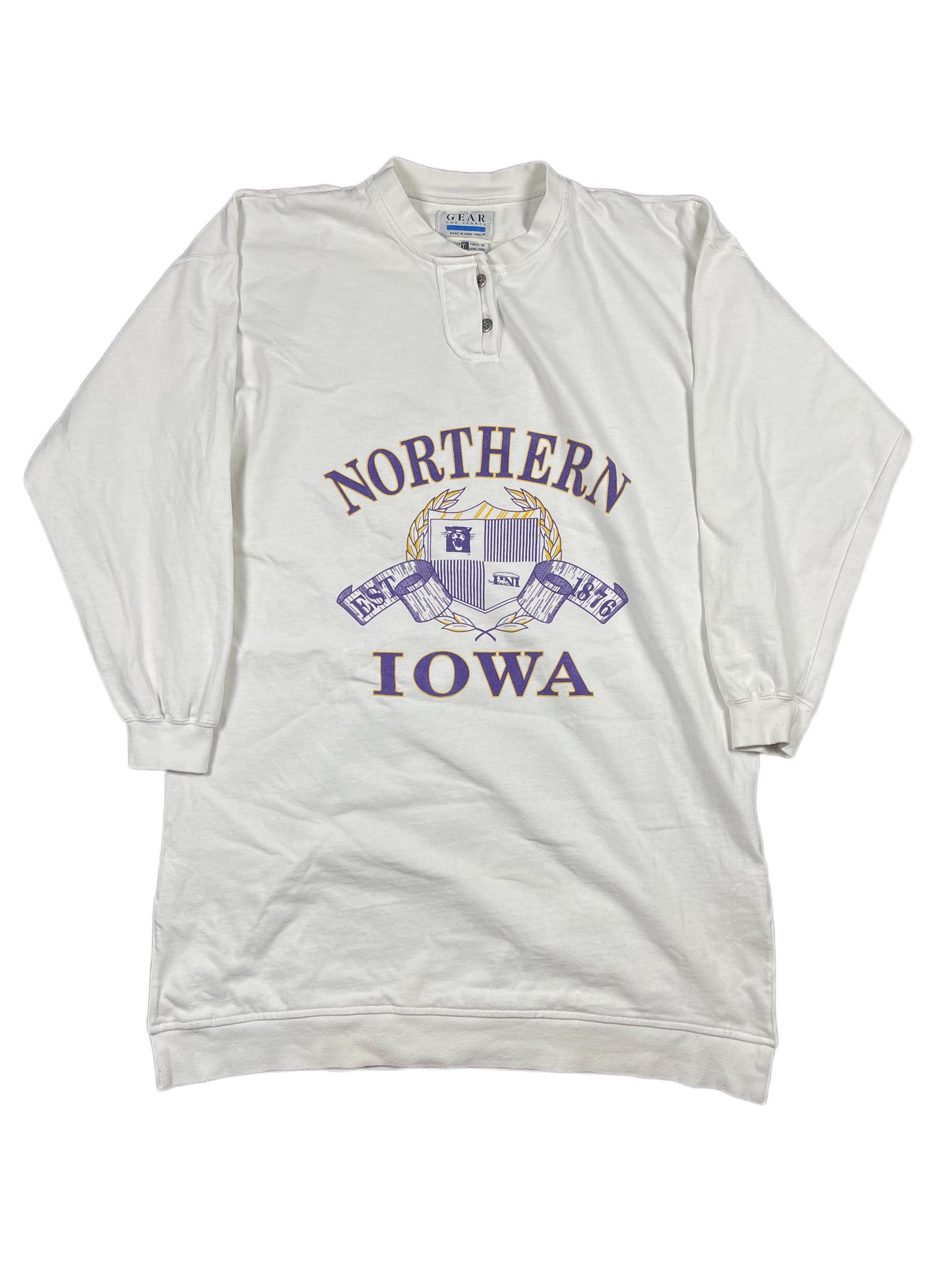 Vintage Nothern Iowa Longsleeve Dress Sweatshirt White - XL