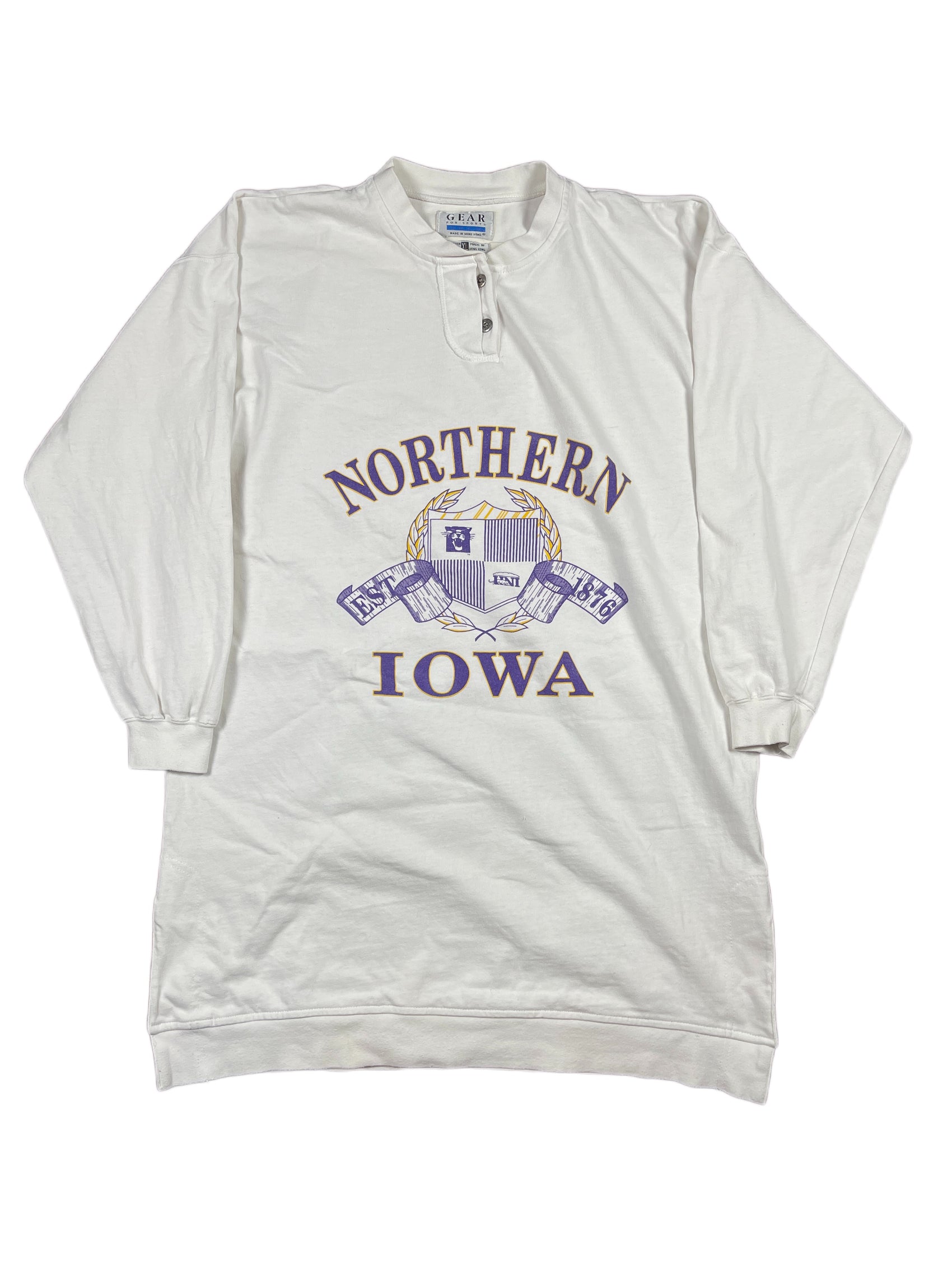 Vintage Nothern Iowa Longsleeve Dress Sweatshirt White - XL