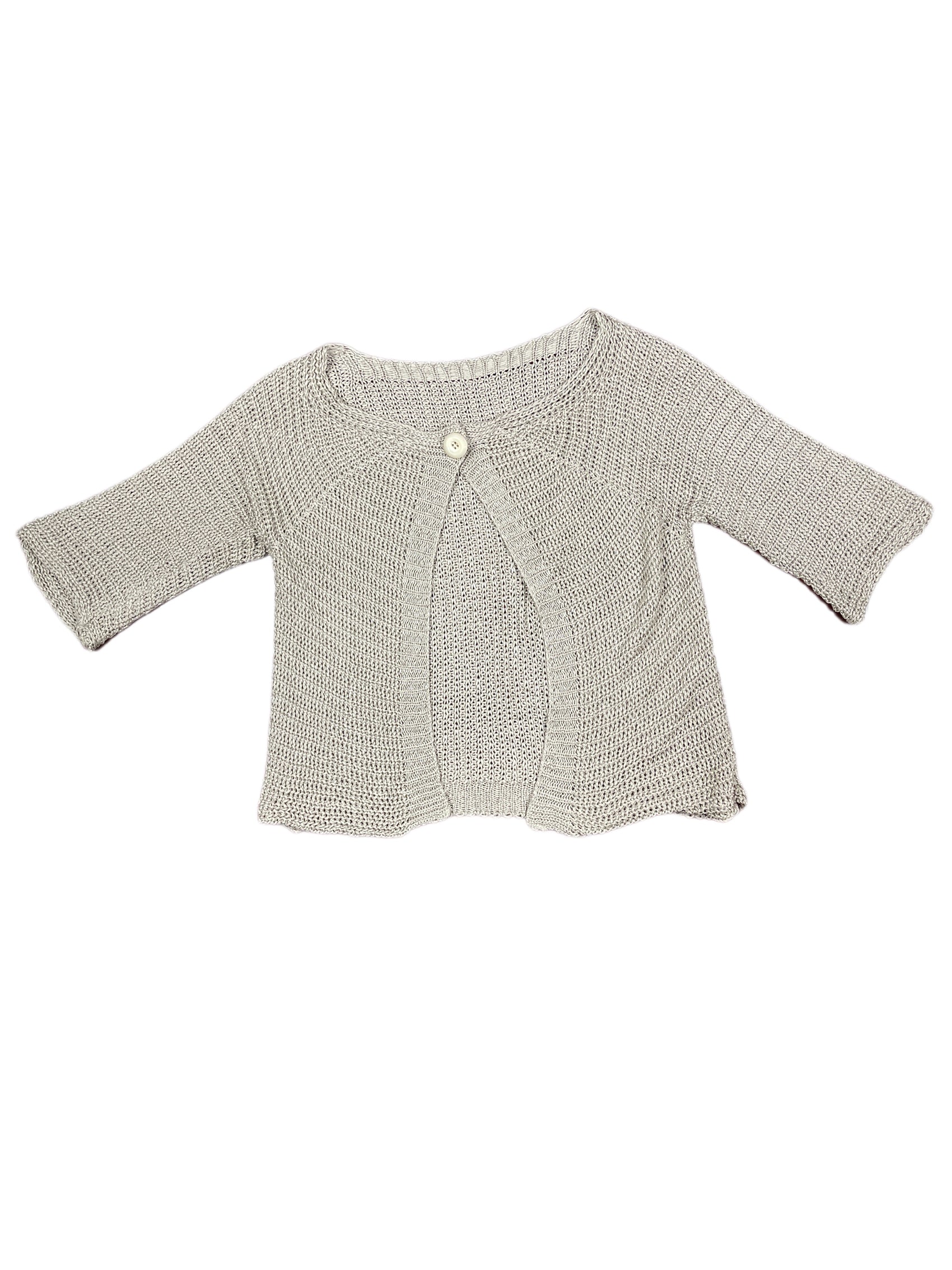 Vintage Knitted Short Sleeve Top Creme - XXL