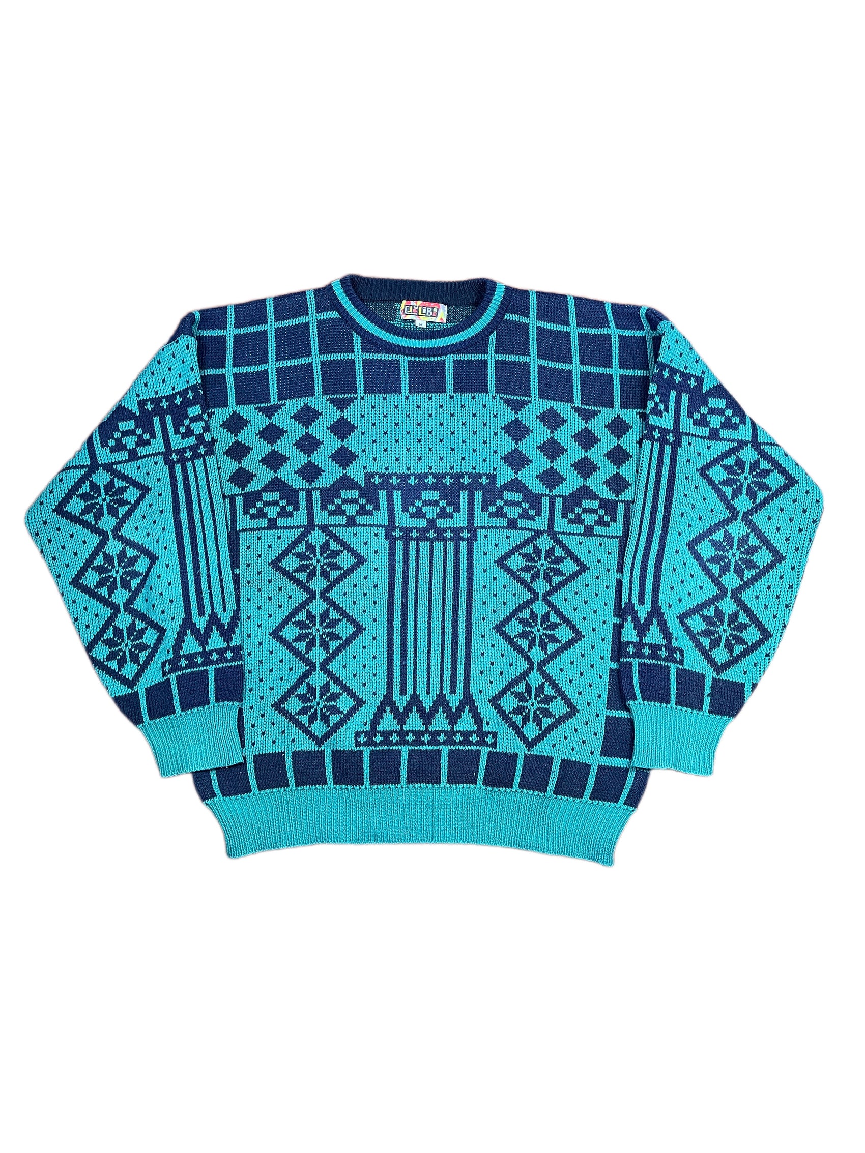Vintage Club Libre Knitted Sweatshirt Blue Turquoise - M
