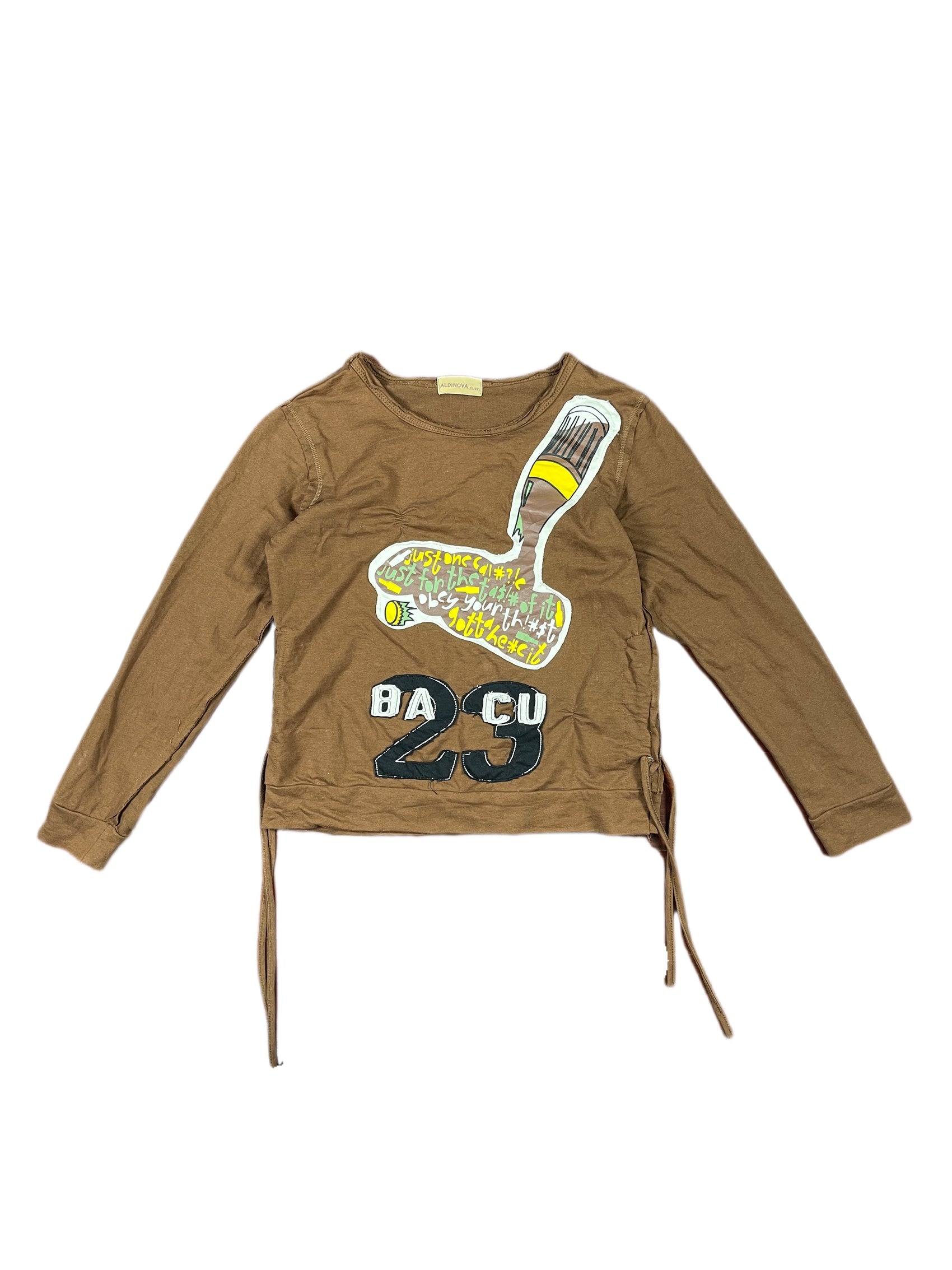 Y2k Aldinova Long Sleeve Top Brown - XL/XXL