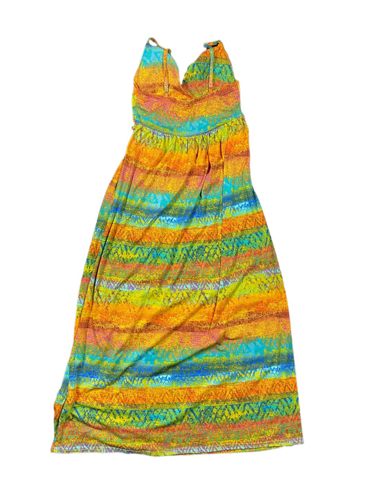Y2k Sleeveless Dress Orange Green - M