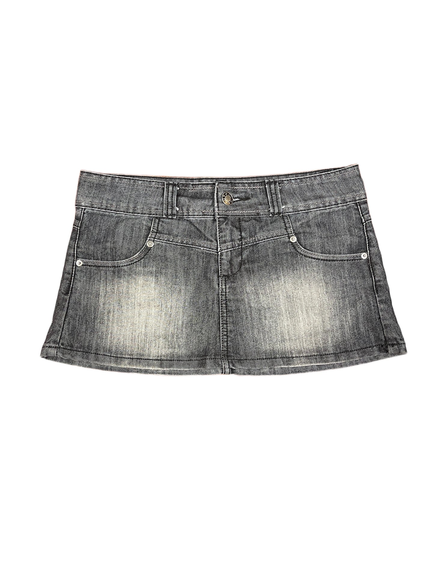 Y2k Blanco Mini High Waist Denim Skirt Gray - M