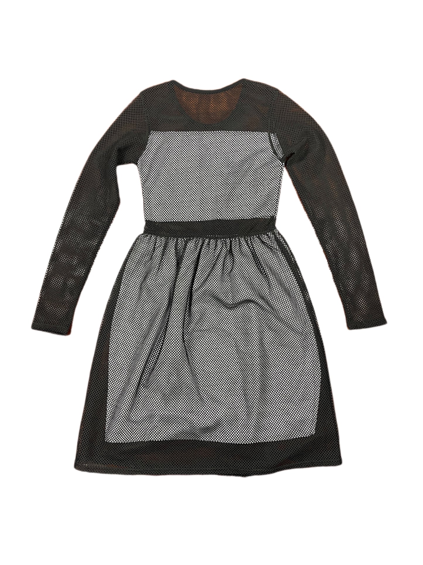 See Through Long Sleeve Dress Black - S