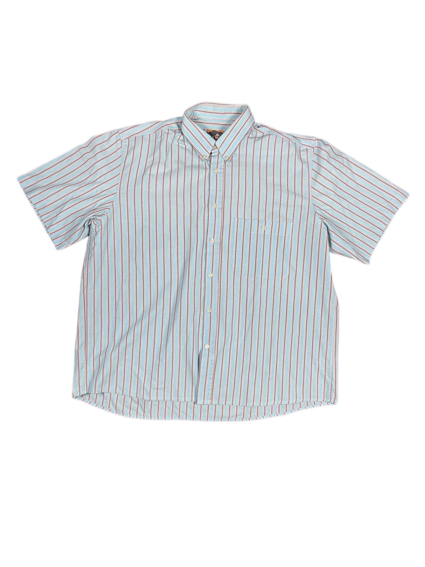 Vintage Howard Marks Short Sleeve Shirt Striped Gray Blue - L