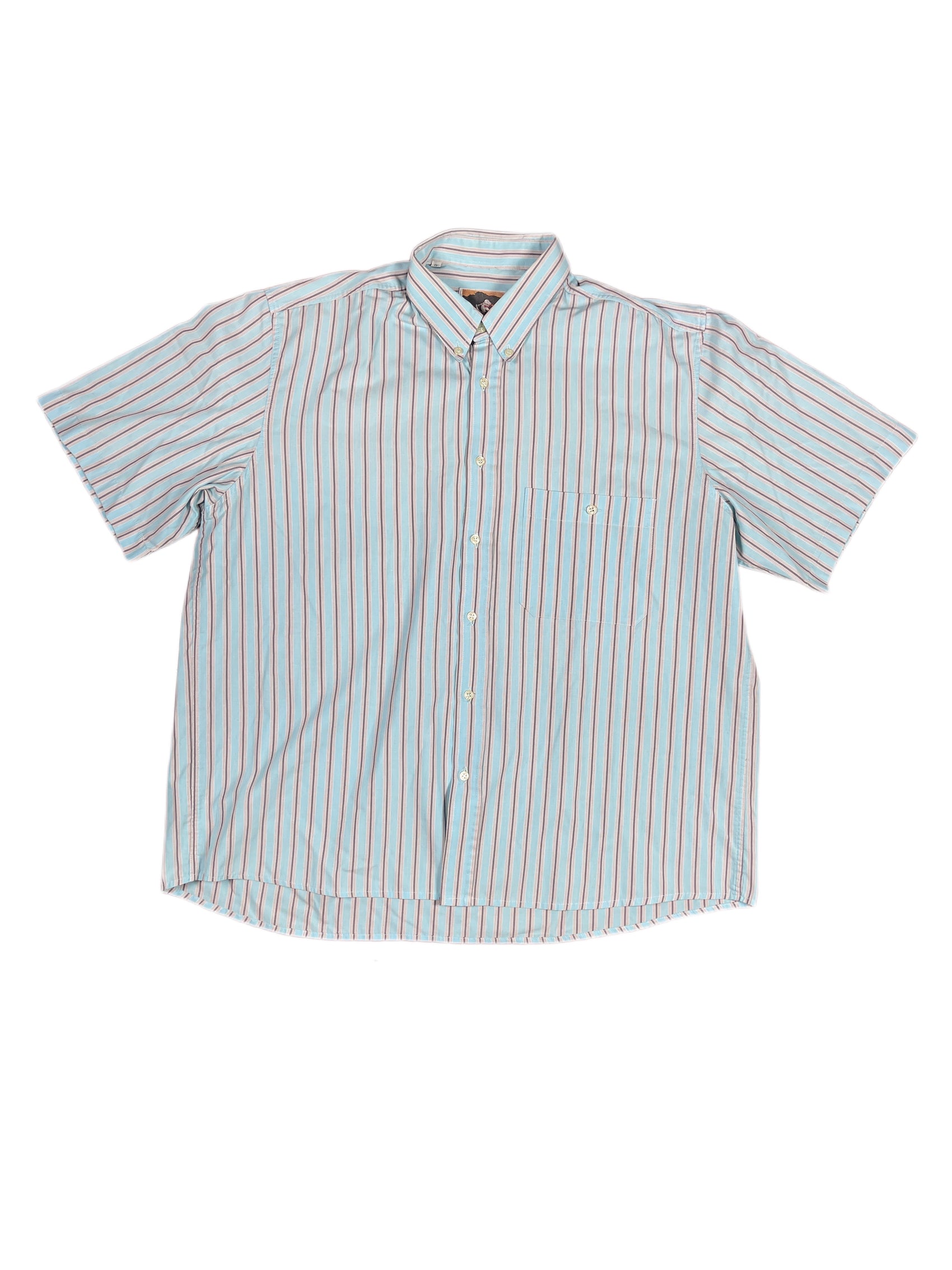 Vintage Howard Marks Short Sleeve Shirt Striped Gray Blue - L