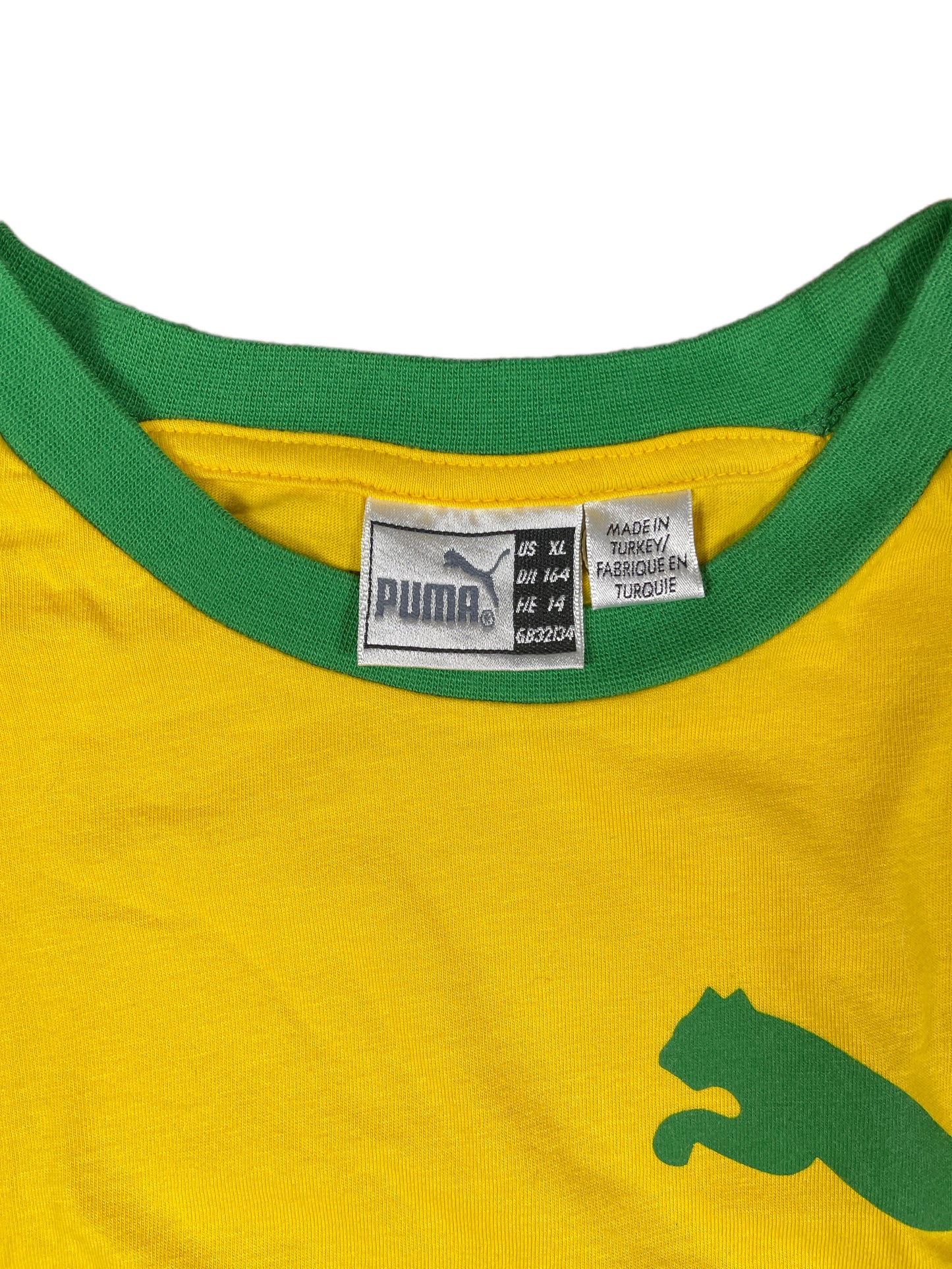 Y2k Puma T-Shirt Yellow Green - XL