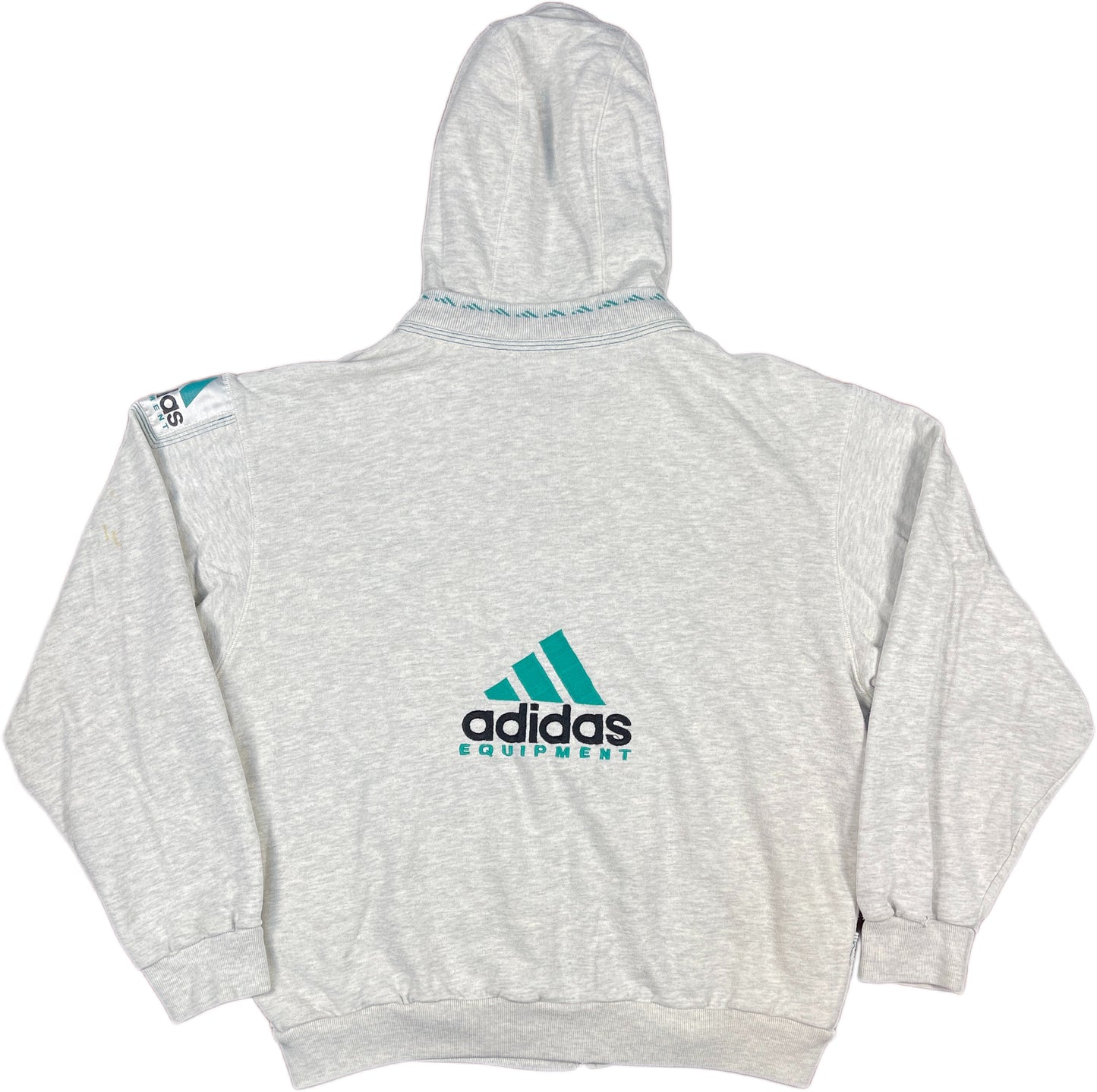 Vintage Adidas Zip Sweatshirt Grey Cotton Blend M