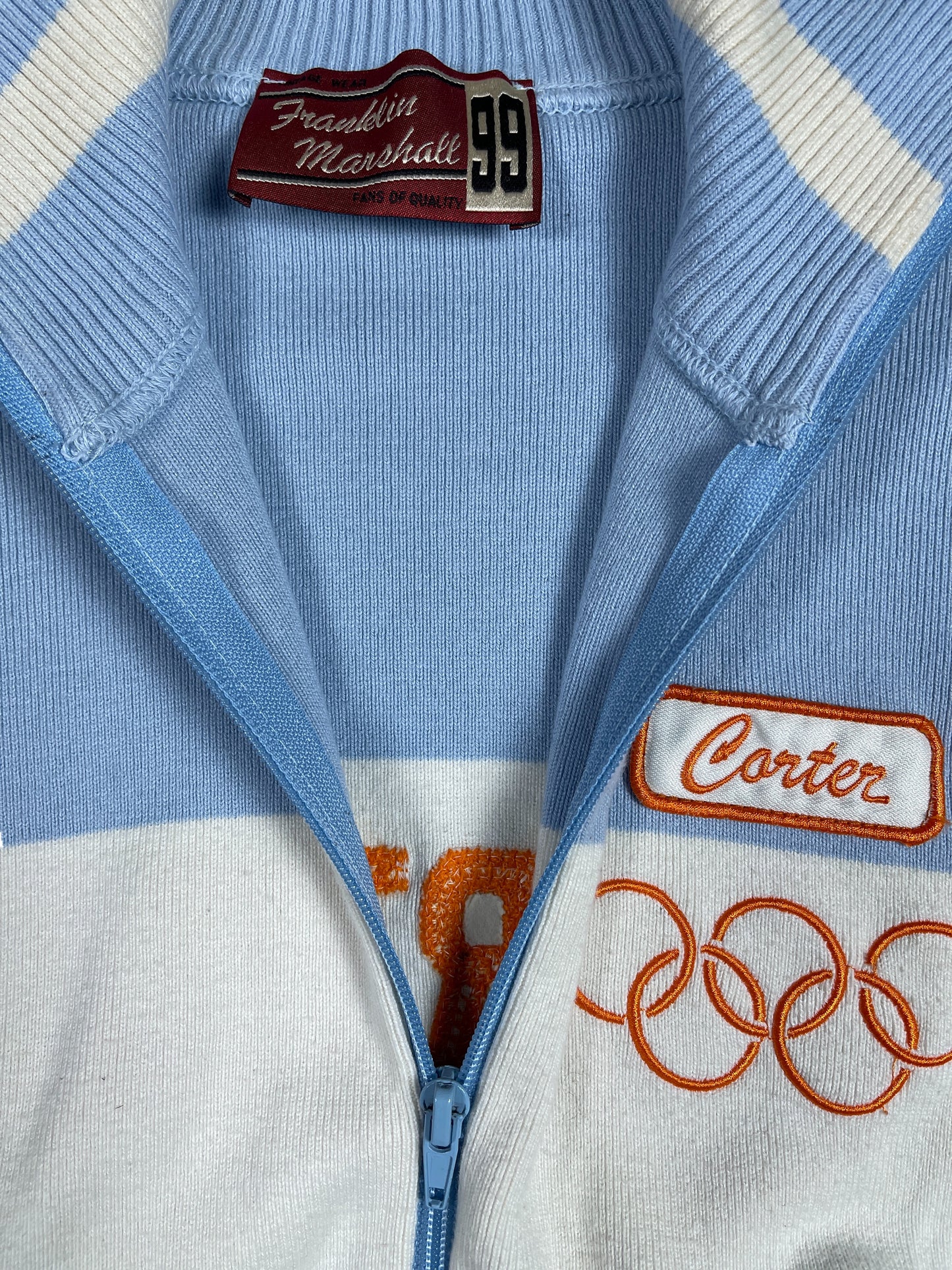 Y2k Franklin Marshall Zipper Sweatshirt Blue White - S