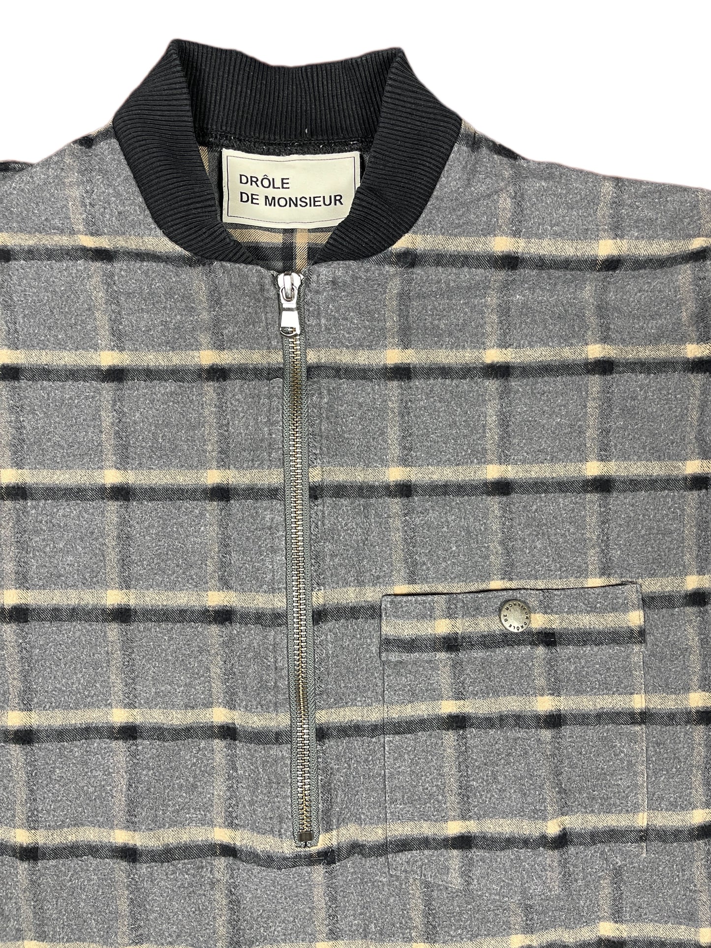 Drole De Monsieur Thin Half Zip Jacket Gray - M