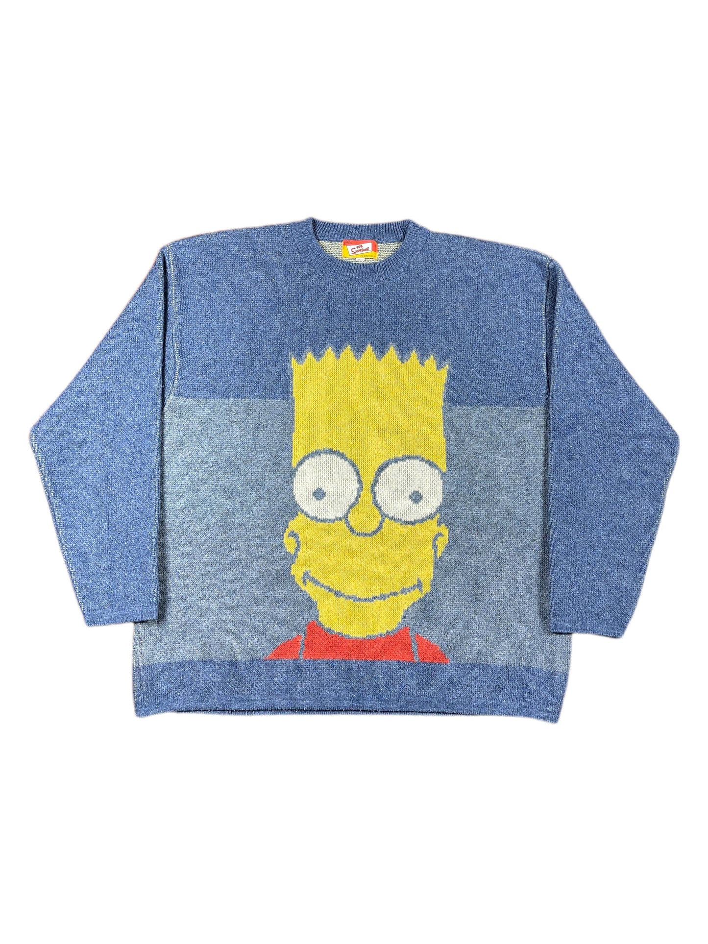 Vintage Simpsons 2003 Bart Chunky Knitted Sweatshirt Blue Yellow - XL