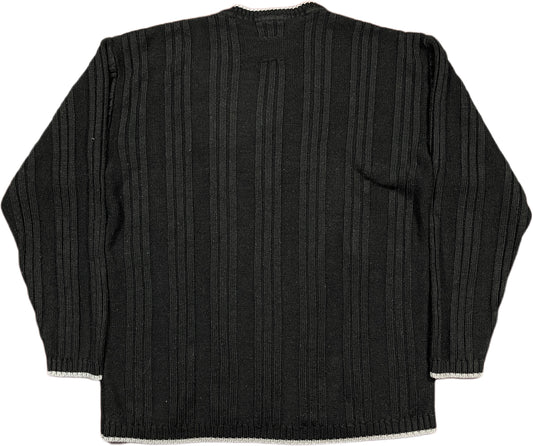 Y2K No Fear Knitted Sweatshirt Black Wool Blend L