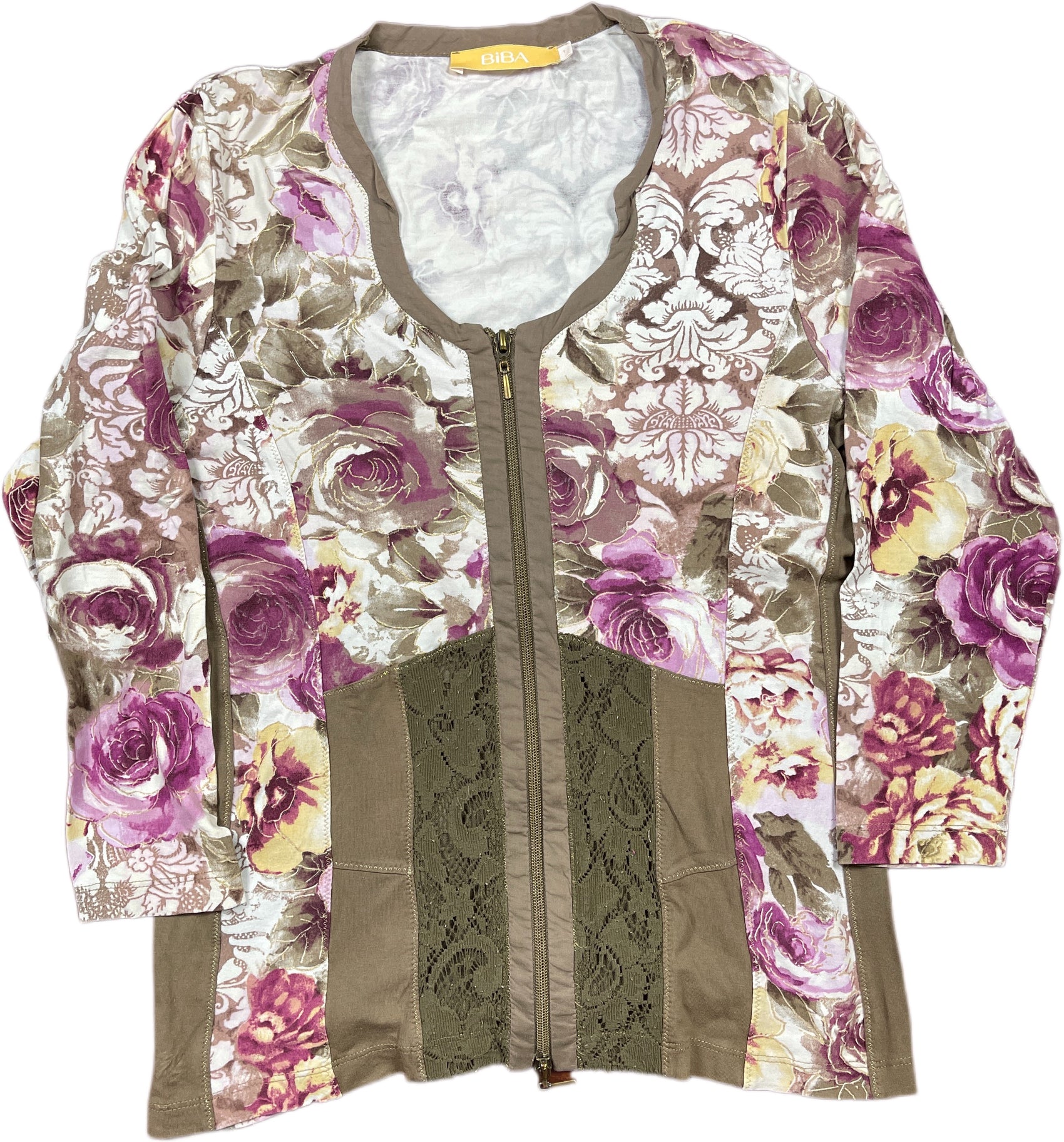 Biba Long Sleeve Top Floral Pattern Synthetic S