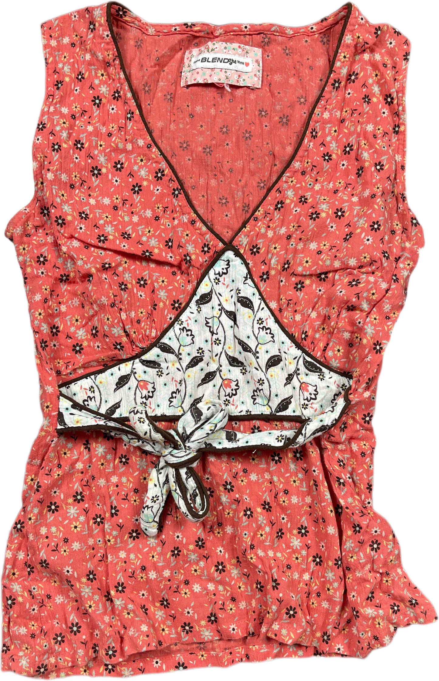 Y2K Blend Sleeveless Top Coral Red Cotton XS