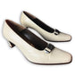 Vintage Balenciaga Off-White Leather BB Logo Buckle Pumps - EU 35