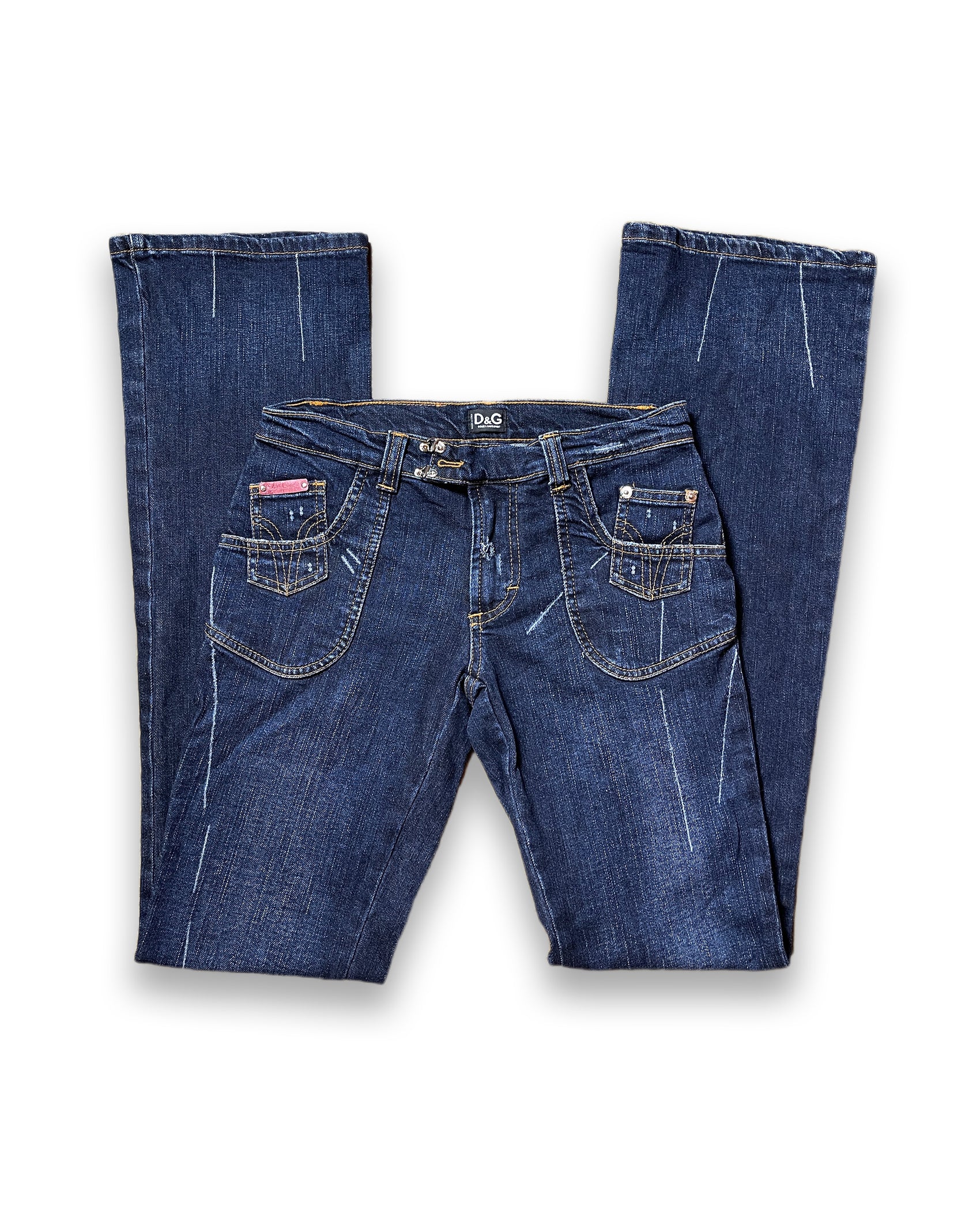 Dolce & Gabbana Blue Flared Low Waist Denim Pants 2000s | S