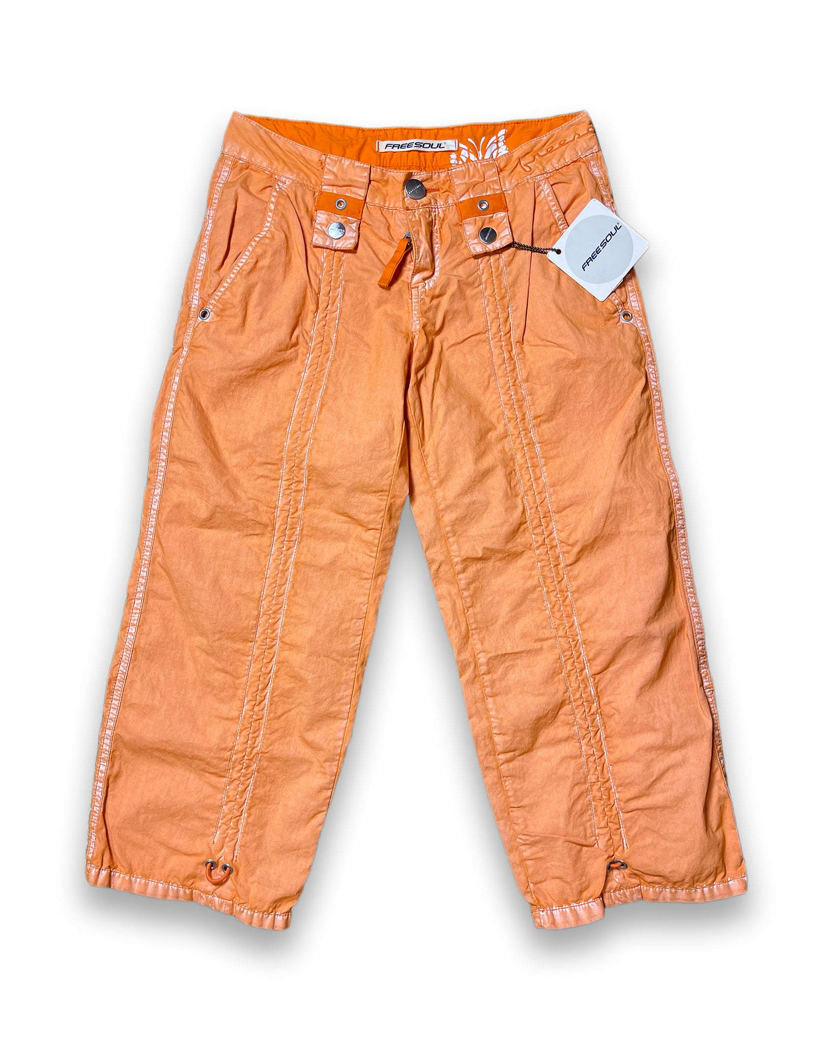 Freesoul Orange Capri Low Waist Pants Shorts 2000s Deadstock | S/M