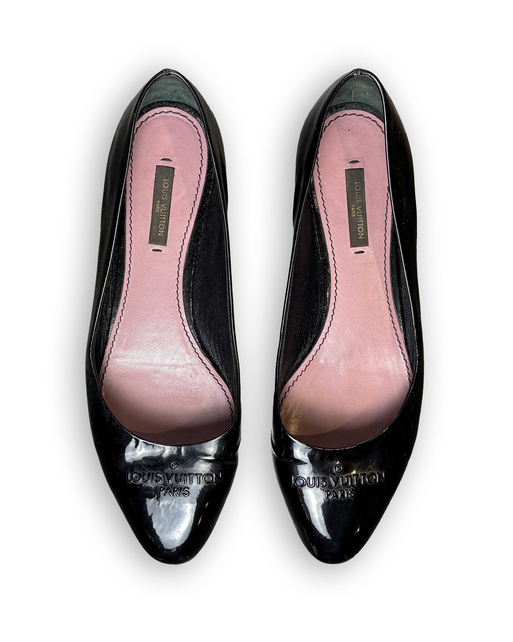 Vintage 2000s Louis Vuitton Black Patent Leather Ballerina Flats Made in Italy | EU37.5