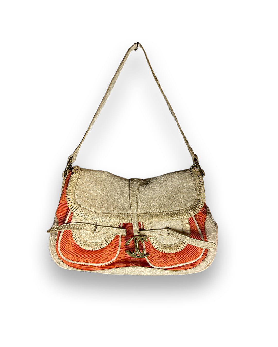 Just Cavalli Shoulder Bag Orange Creme 2000s y2k
