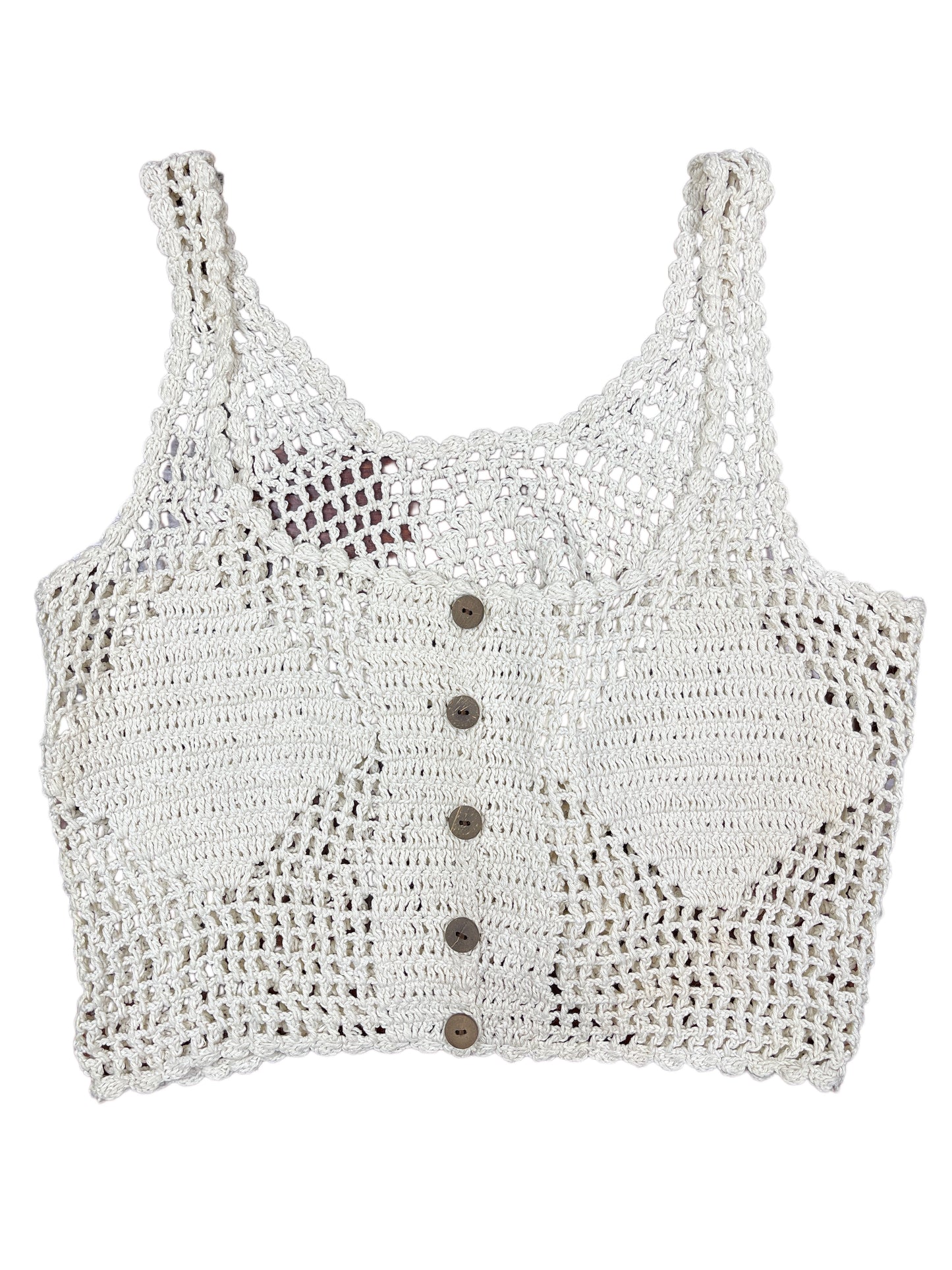Vintage Knitted See Through Sleeveless Top White - XL
