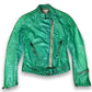 Replay Green Leather Jacket 2000s Biker | XS